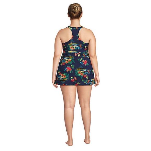 Land’s End Plus Standard Reversible swim top dresskini tropical border Various - Picture 3 of 6